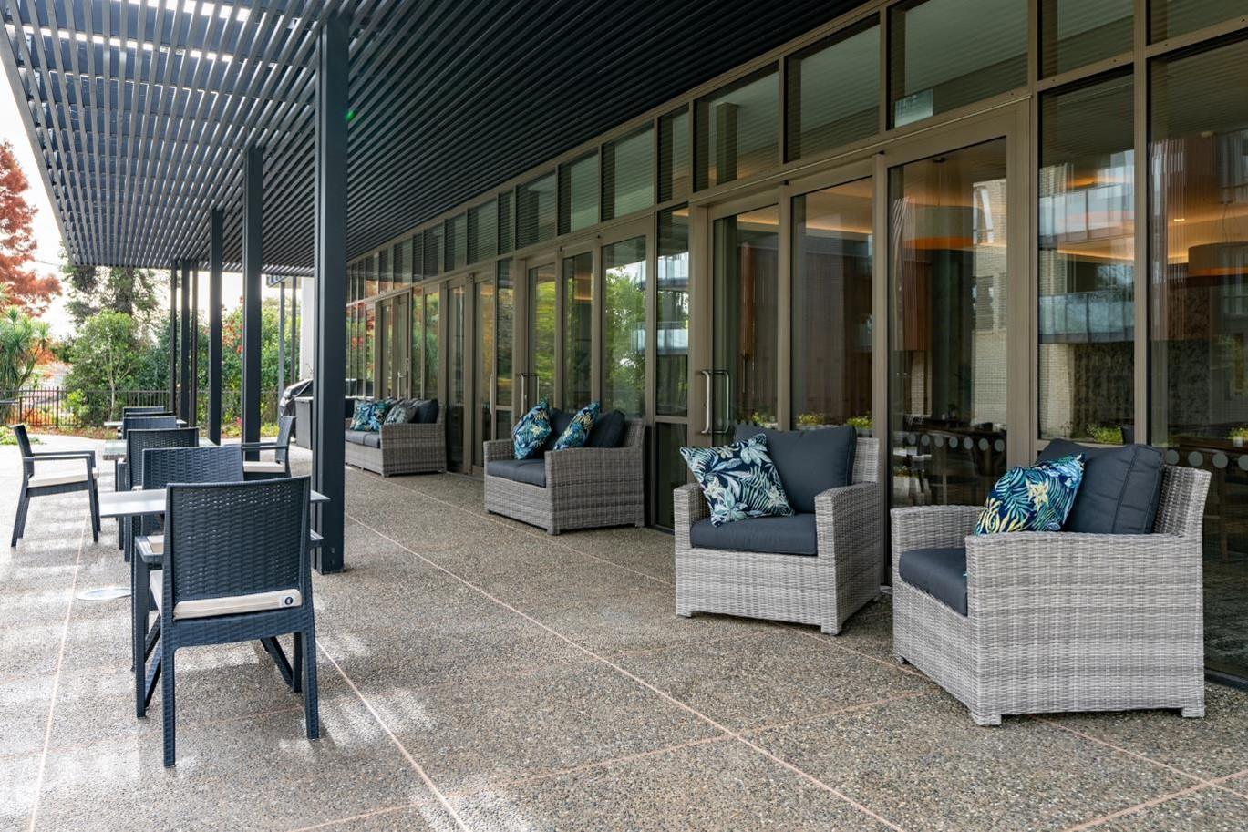 Outdoor seating at Awatere