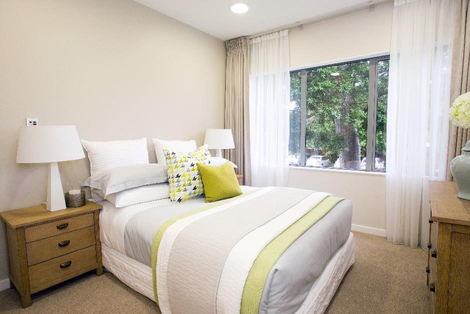 Retirement villa bedroom with chest of drawers