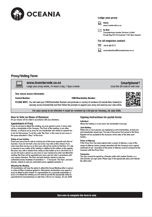 Proxy Voting Form Image