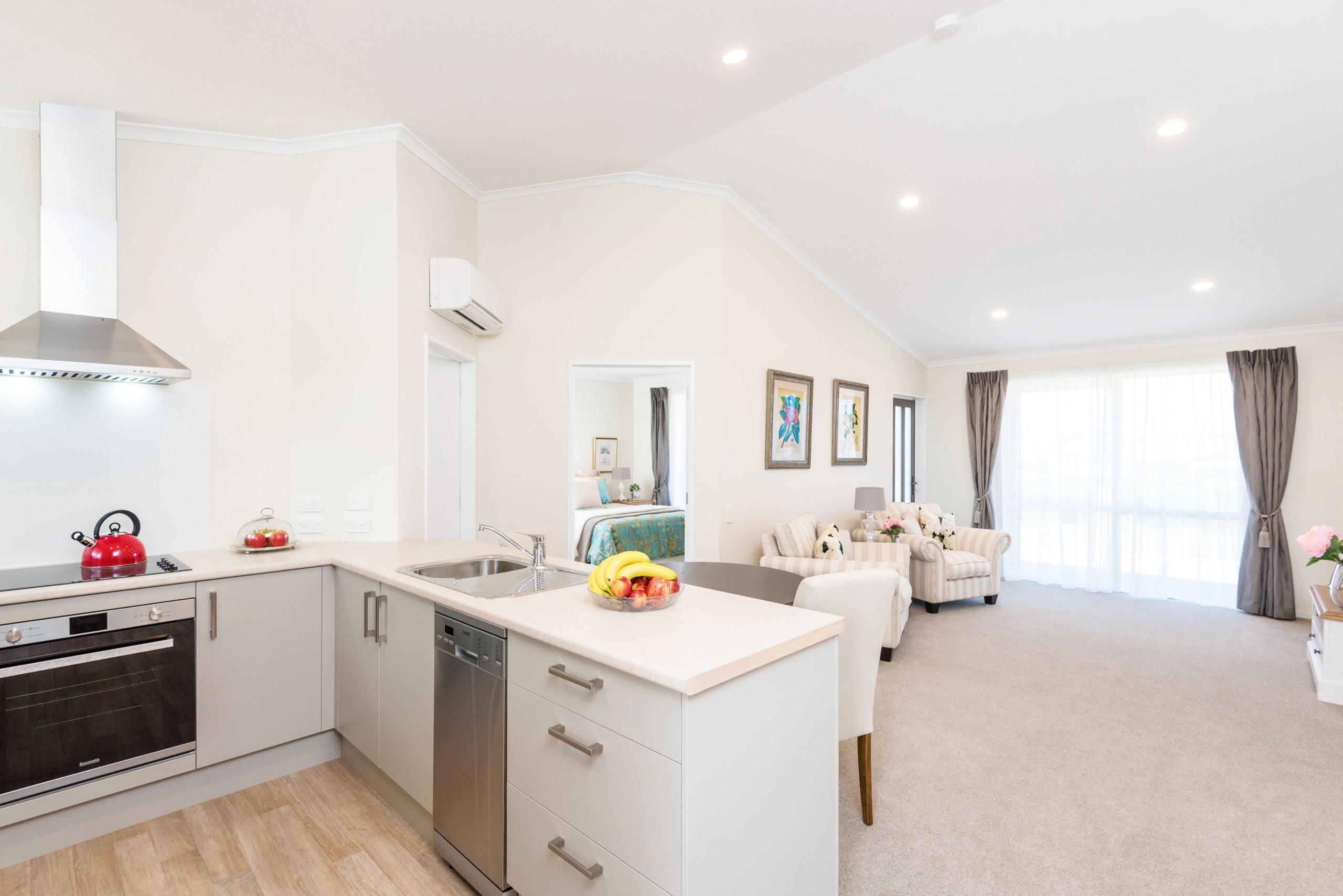 Stoke retirement village kitchen and living area