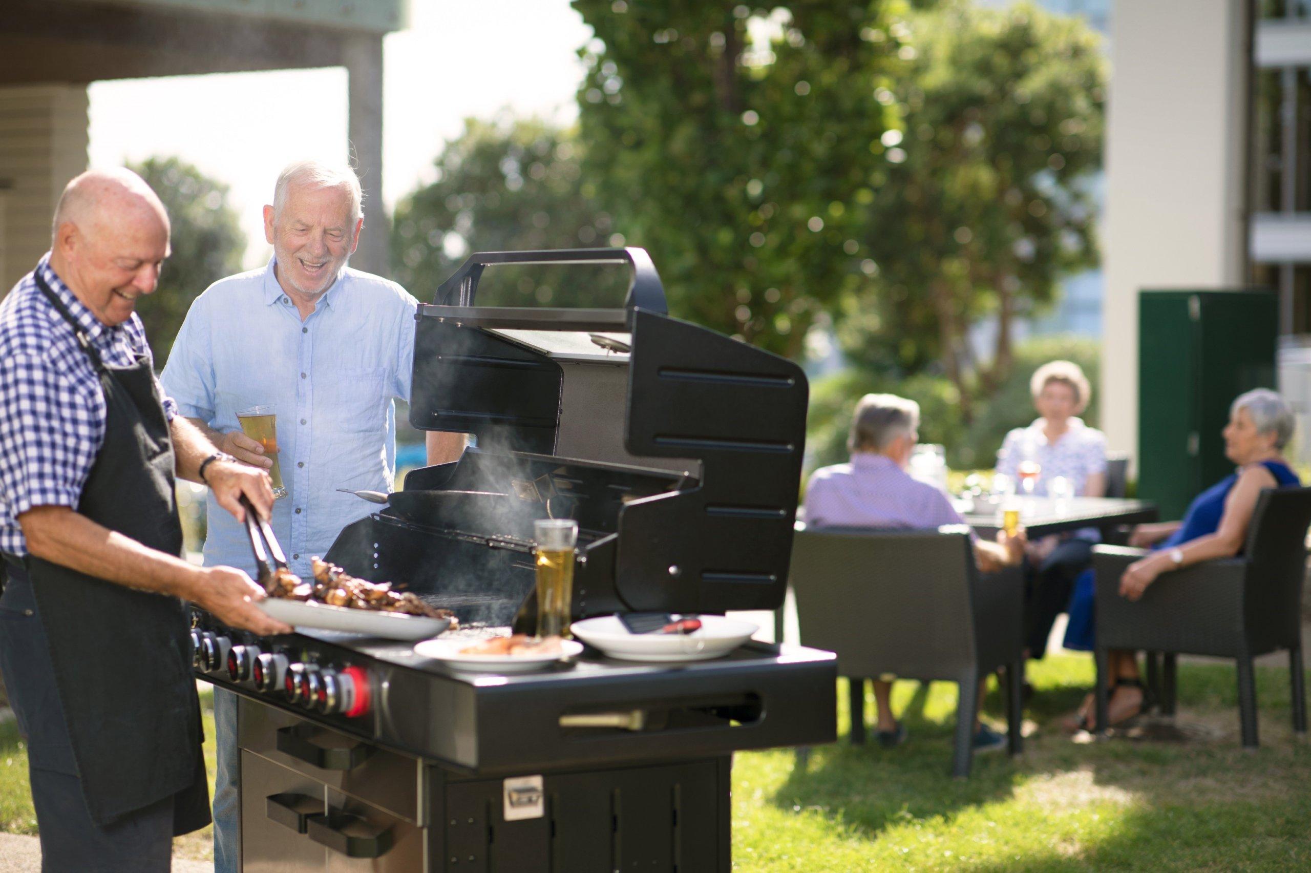 Retirement residents barbecue